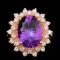 14k Rose Gold 4.50ct Amethyst 0.80ct Diamond Ring