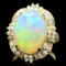 14k Yellow Gold 11.00ct Opal 0.70ct Diamond Ring