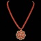 14k Gold 58.50ct Coral 5.50ct Diamond Necklace