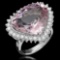 14K Gold 14.26ct Morganite 1.10ct Diamond Ring