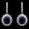 14k Gold 17ct Sapphire 1.80ct Diamond Earrings