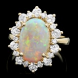 14k Yellow Gold 3.50ct Opal 1.60ct Diamond Ring