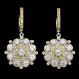 14k Gold 4.75ct Diamond 1.50ct Sapphire Earrings