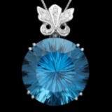 14k Gold 68.00ct Topaz 0.20ct Diamond Pendant