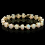 14k Gold 18.00ct Opal 1.50ct Diamond Bracelet