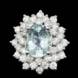 14k Gold 2.50ct Aquamarine 2.40ct Diamond Ring