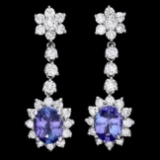 14k Gold 3.50ct Tanzanite 2.80ct Diamond Earrings