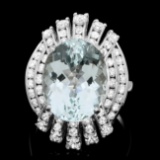 14k Gold 8.50ct Aquamarine 2.00ct Diamond Ring