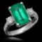 18K Gold 3.68 Emerald .61 Diamond Ring