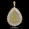 14K Gold 7.12ct Opal & 2.03ct Diamond Pendant