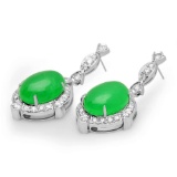 14K Gold 17.86ct Jadeite 1.92cts Diamond Earrings