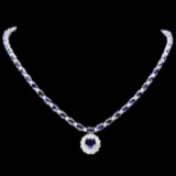 14k Gold 28ct Sapphire 3.35ct Diamond Necklace