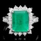 14k White Gold 4.00ct Emerald 1.00ct Diamond Ring