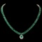 14k Gold 41.75ct Emerald 0.95ct Diamond Necklace