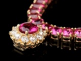 14k Gold 40ct Tourmaline 1ct Diamond Necklace