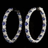 14k Gold 6.00ct Sapphire 3.20ct Diamond Earrings