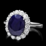 14k Gold 5.00ct Sapphire 1.00ct Diamond Ring