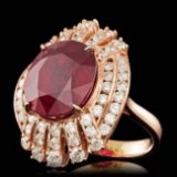 14k Rose Gold 11.00ct Ruby 2.10ct Diamond Ring