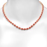 14K Gold 17.61ct Coral 1.17cts Diamond Necklace