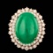 14k Rose Gold 12.50ct Jade 1.90ct Diamond Ring