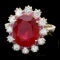 14k Yellow Gold 6.2ct Ruby 1.00ct Diamond Ring