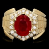 14k Gold 4.50ct Ruby 0.65ct Diamond Mens Ring