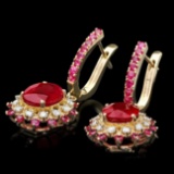 14k Gold 8.55ct Ruby 0.60ct Diamond Earrings