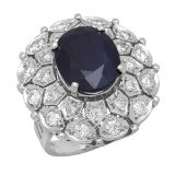 14K Gold 9.23ct Sapphire 1.72ct Diamond Ring