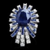 14k White Gold 11ct Sapphire 1.70ct Diamond Ring