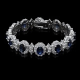 14K White Gold,14.00cts Sapphire & 11.64cts Diamond Bracelet