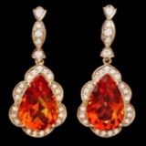 14k Gold 17ct Citrine 1.40ct Diamond Earrings