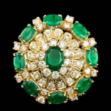 14k Gold 5.00ct Emerald 2.00ct Diamond Ring