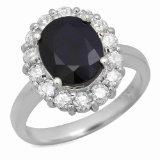 14K Gold 3.12ct Sapphire 0.94ct Diamond Ring