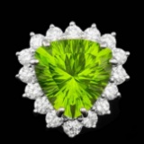 14k White Gold 9.50ct Peridot 1.80ct Diamond Ring