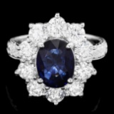 18k Gold 2.10ct Sapphire 2.10ct Diamond Ring