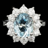 14k Gold 6.00ct Aquamarine 1.75ct Diamond Ring