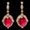 14k Gold 29.50ct Ruby 1.65ct Diamond Earrings