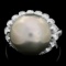 14k White Gold 14mm Pearl 0.70ct Diamond Ring