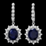 14k Gold 11ct Sapphire 1.60ct Diamond Earrings