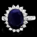 14k Gold 5.00ct Sapphire 1.00ct Diamond Ring