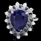 14k Gold 5.55ct Sapphire 0.55ct Diamond Ring