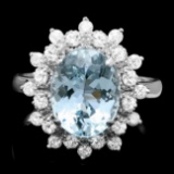 14k Gold 3.00ct Aquamarine 0.75ct Diamond Ring