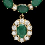 14k Gold 24.25ct Emerald 2.00ct Diamond Necklace