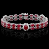 14k Gold 26.5ct Ruby 1.30ct Diamond Bracelet