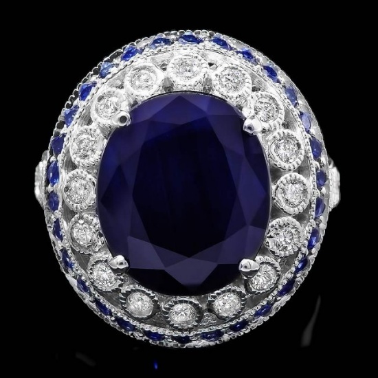 14k Gold 9.35ct Sapphire 0.55ct Diamond Ring