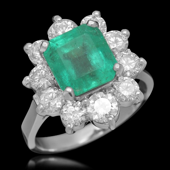 14K Gold 3.49ct Emerald 2.00ct Diamond Ring