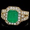 14k Gold 2.70ct Emerald 1.30ct Diamond Ring