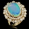 14K Gold 6.30ct Opal & 1.82ct Diamond Ring