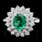 14k White Gold 1.50ct Emerald 1.40ct Diamond Ring