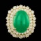 14k Yellow Gold 6.50ct Jade 2.00ct Diamond Ring